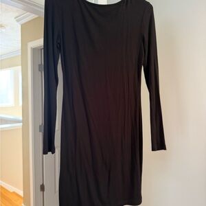 Lulu's Black Sheath Long Sleeve Dress